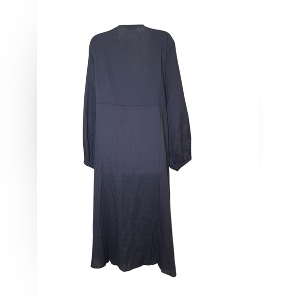 Harshman Novella Blue Tie Front Midi Dress 3X Linen Blend New - Picture 3 of 6